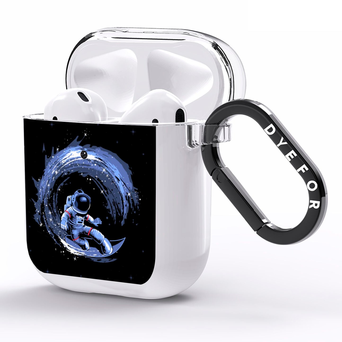 Surfing Astronaut AirPods Clear Case Side Image