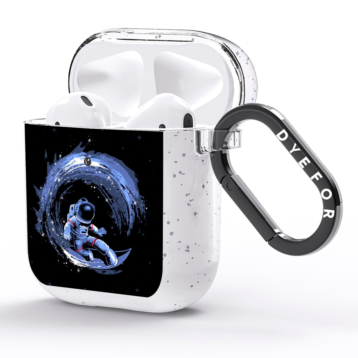 Surfing Astronaut AirPods Glitter Case Side Image