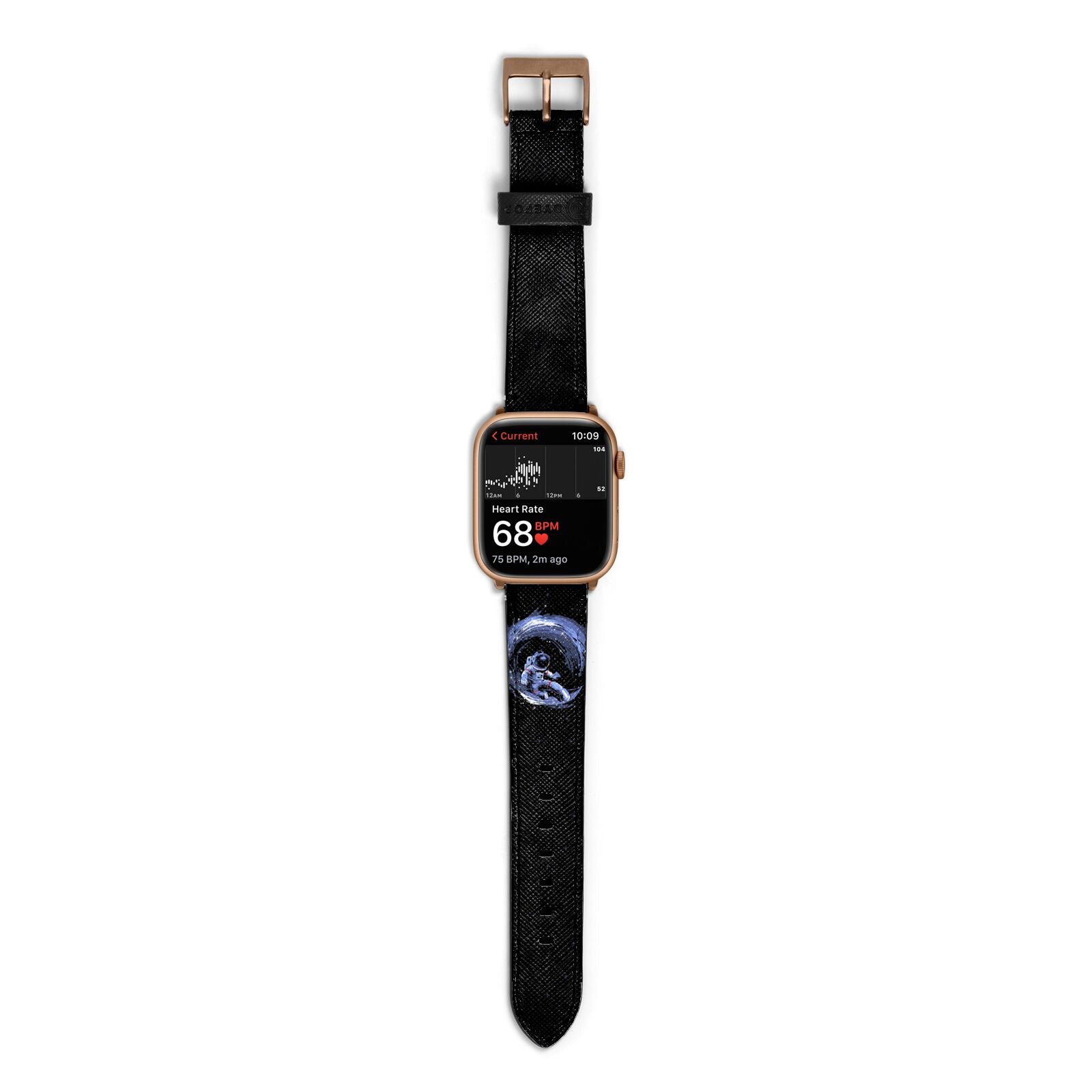 Surfing Astronaut Apple Watch Strap Size 38mm with Gold Hardware