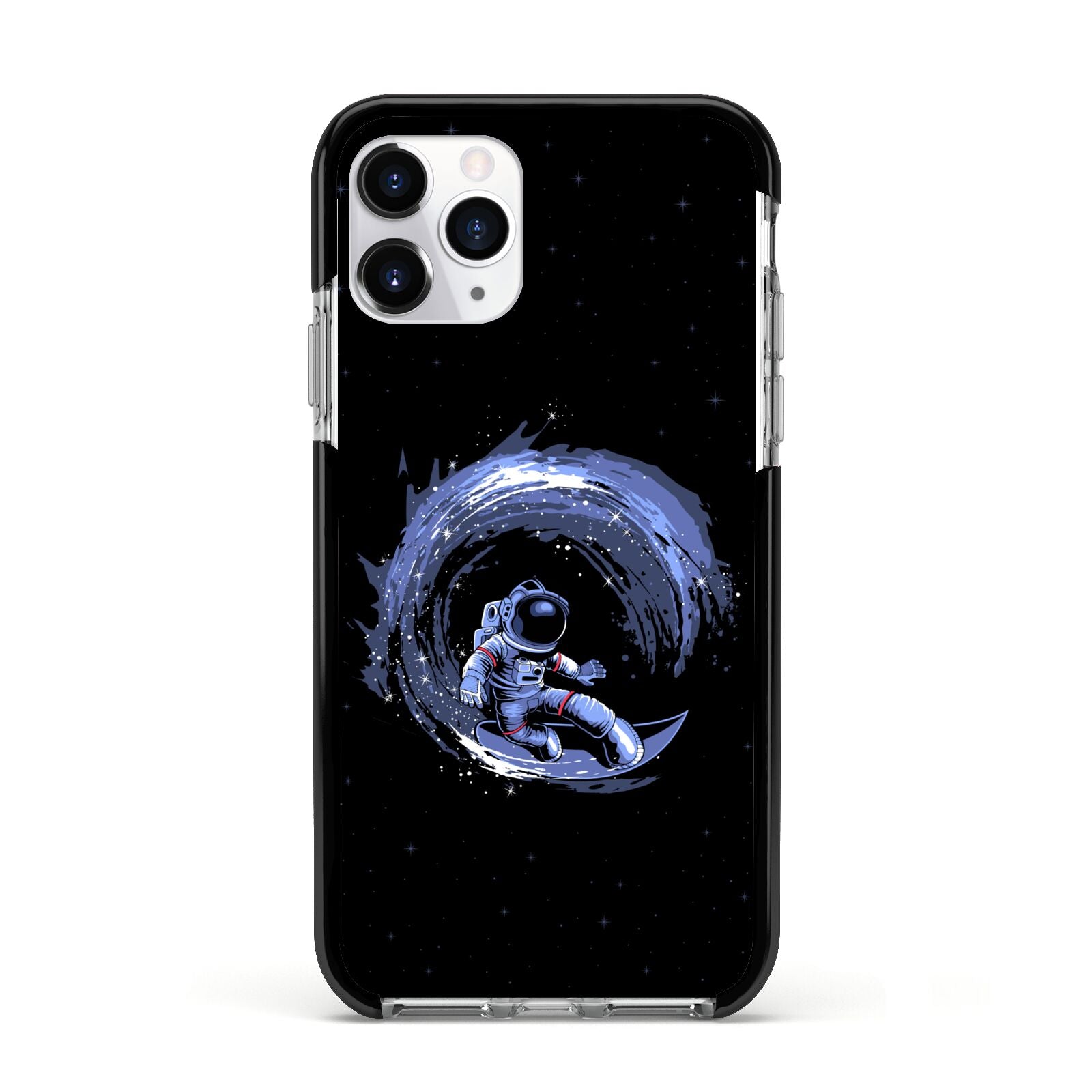 Surfing Astronaut Apple iPhone 11 Pro in Silver with Black Impact Case
