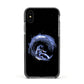 Surfing Astronaut Apple iPhone Xs Impact Case Black Edge on Black Phone