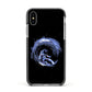 Surfing Astronaut Apple iPhone Xs Impact Case Black Edge on Silver Phone