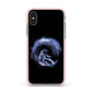 Surfing Astronaut Apple iPhone Xs Impact Case Pink Edge on Gold Phone