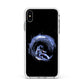 Surfing Astronaut Apple iPhone Xs Max Impact Case White Edge on Silver Phone