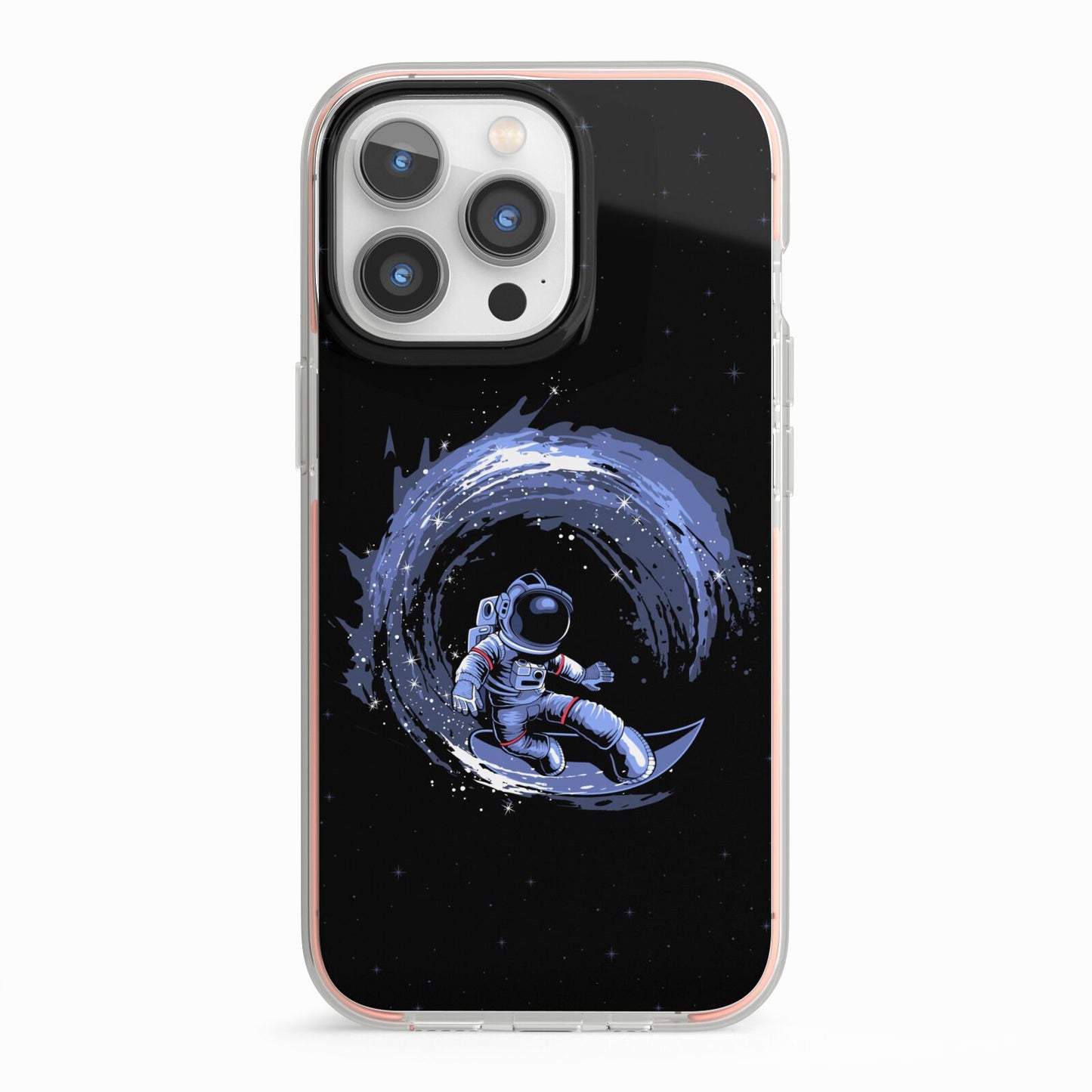 Surfing Astronaut iPhone 13 Pro TPU Impact Case with Pink Edges