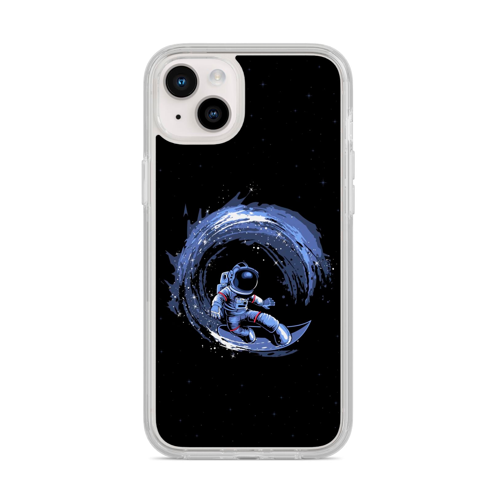 Surfing Astronaut iPhone 14 Plus Clear Tough Case Starlight