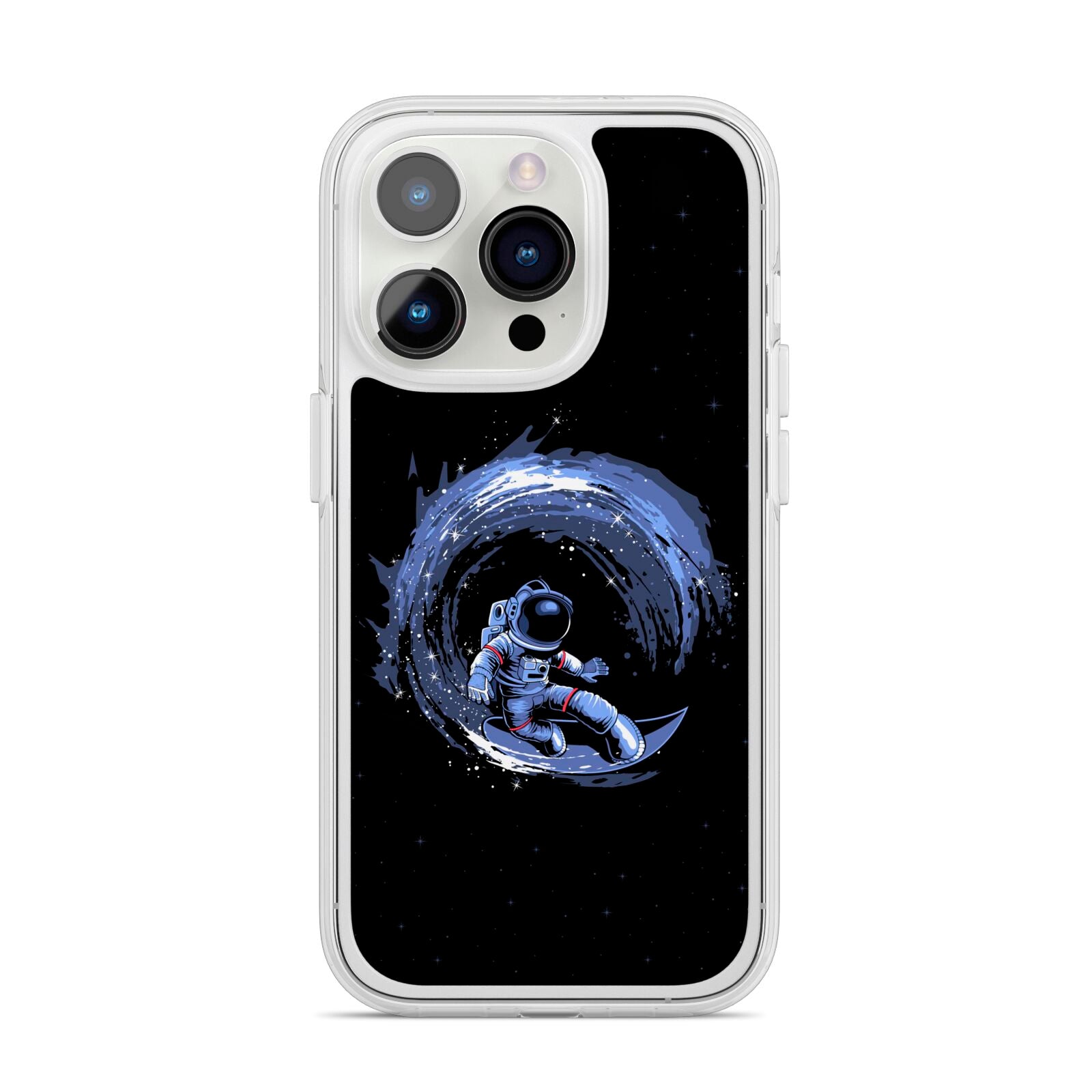 Surfing Astronaut iPhone 14 Pro Clear Tough Case Silver