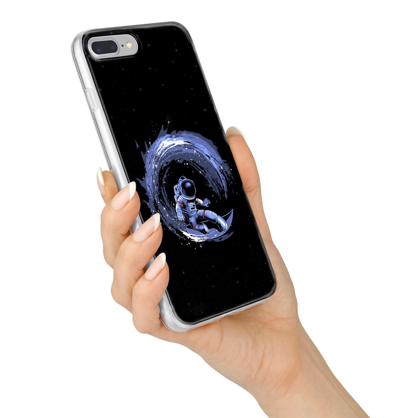 Surfing Astronaut iPhone 7 Plus Bumper Case on Silver iPhone Alternative Image