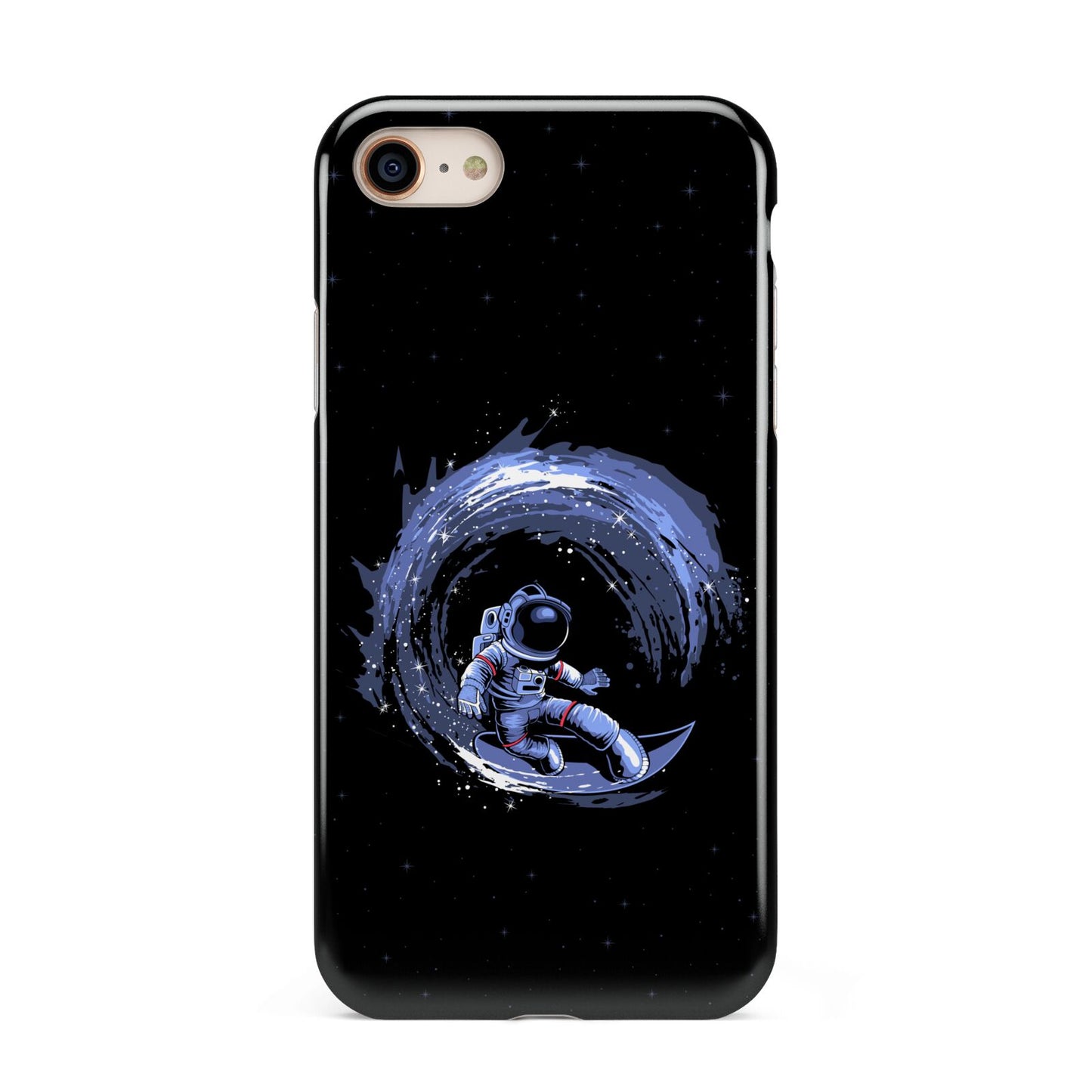 Surfing Astronaut iPhone 8 3D Tough Case on Gold Phone