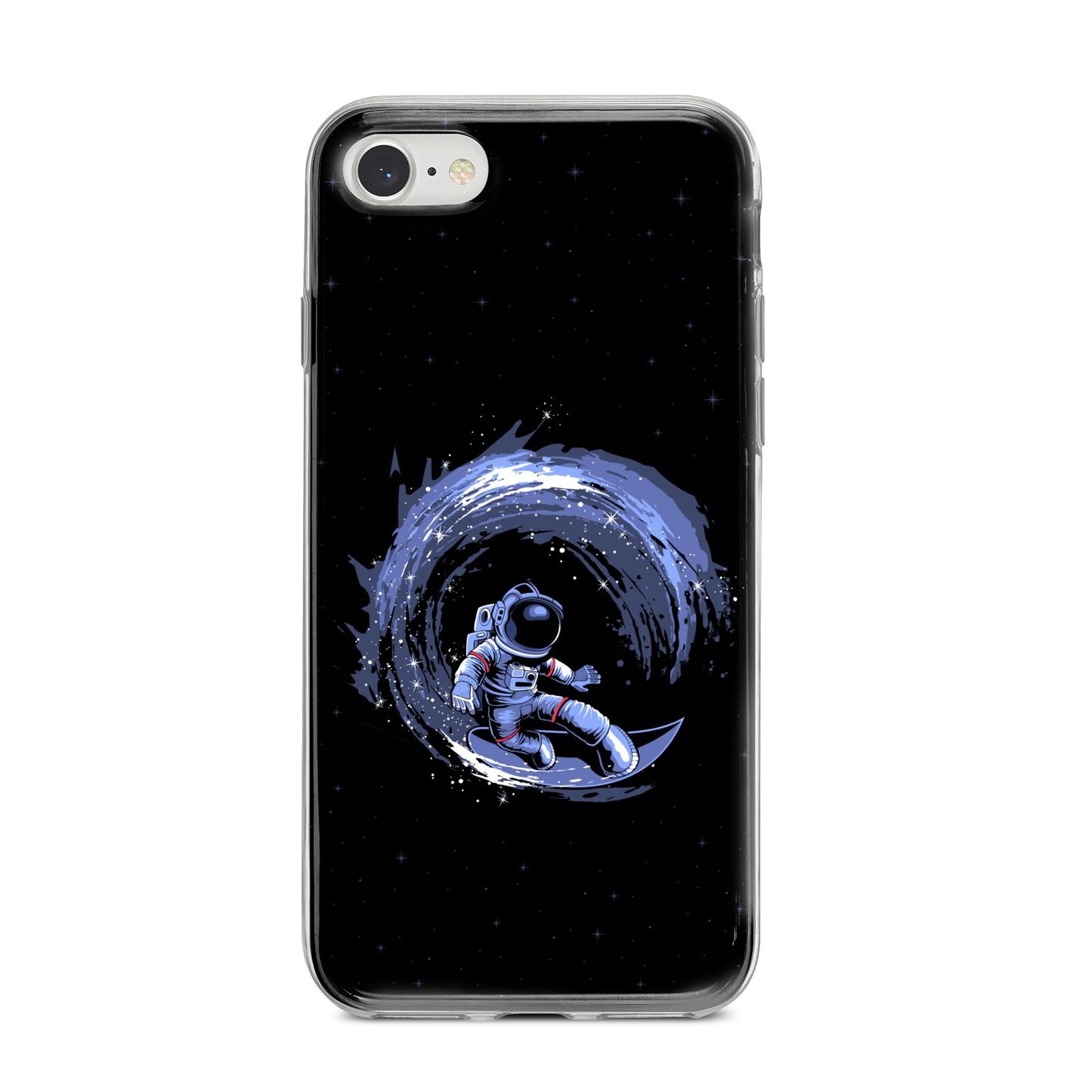 Surfing Astronaut iPhone 8 Bumper Case on Silver iPhone