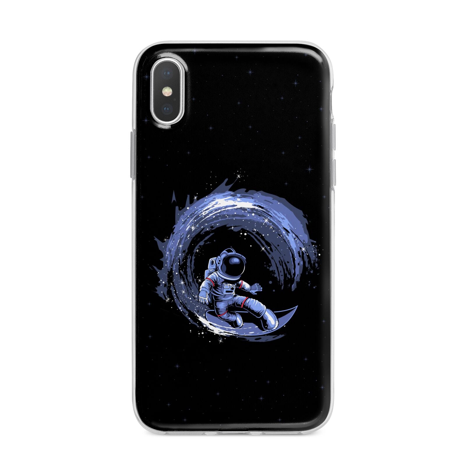 Surfing Astronaut iPhone X Bumper Case on Silver iPhone Alternative Image 1