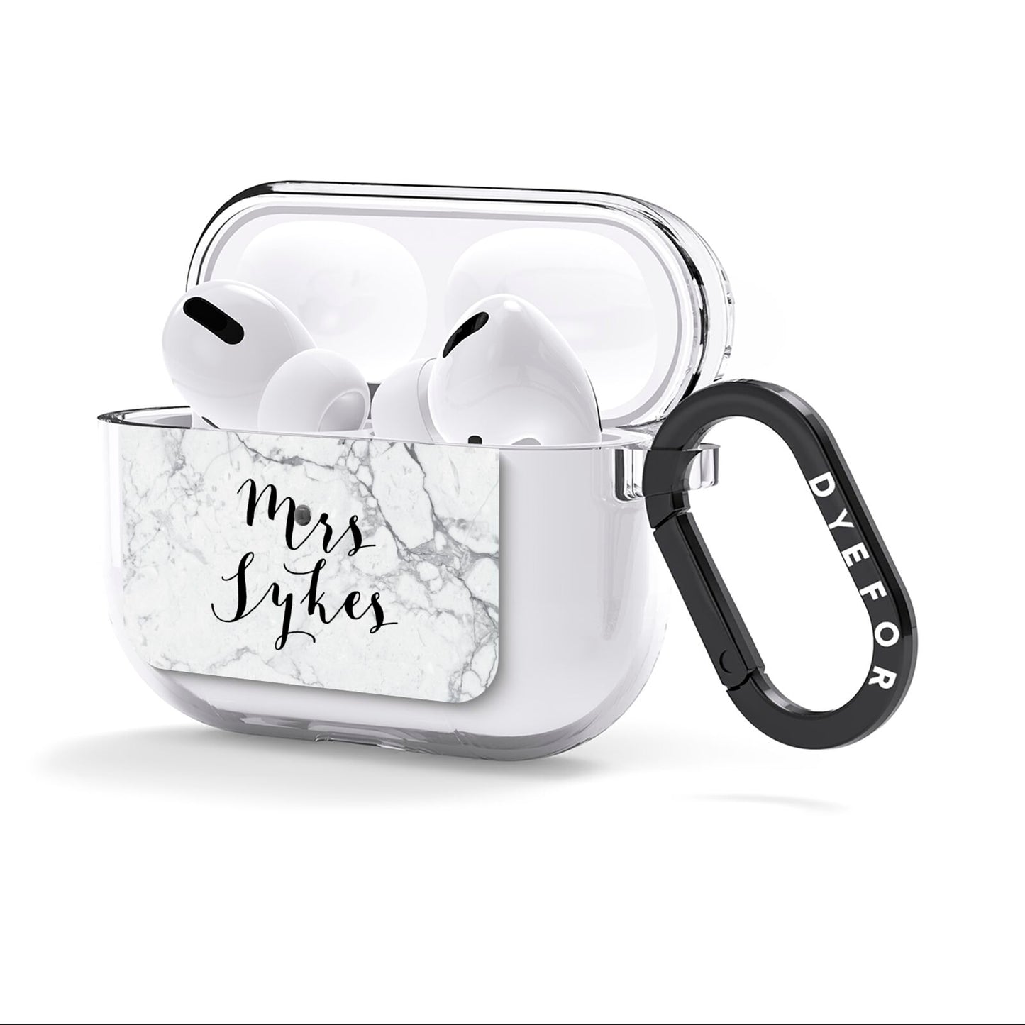 Surname Personalised Marble AirPods Clear Case 3rd Gen Side Image