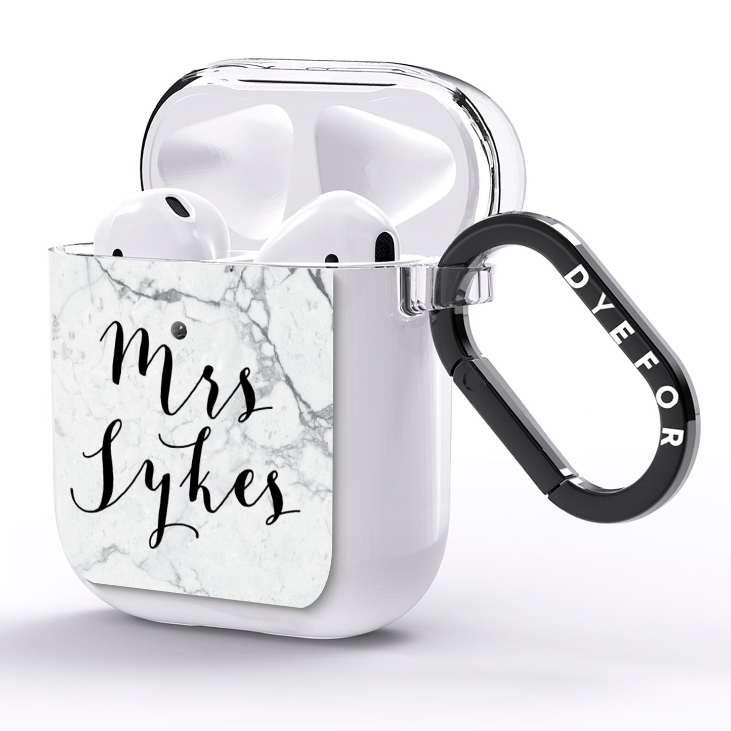 Surname Personalised Marble AirPods Clear Case Side Image