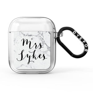 Surname Personalised Marble AirPods Case