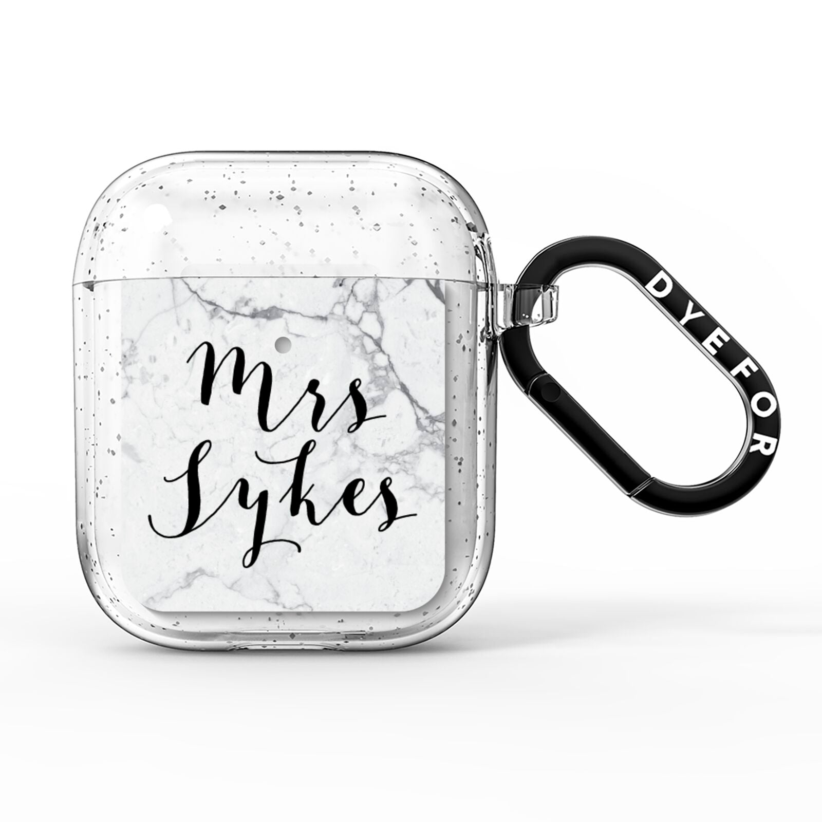 Surname Personalised Marble AirPods Glitter Case