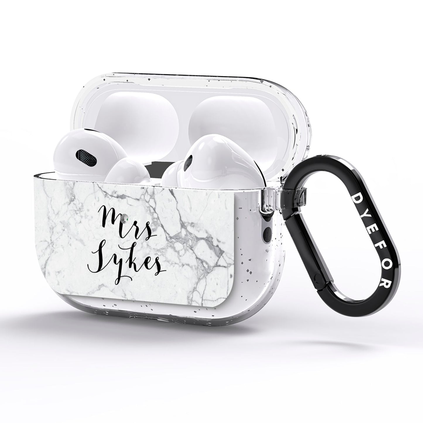 Surname Personalised Marble AirPods Pro Glitter Case Side Image