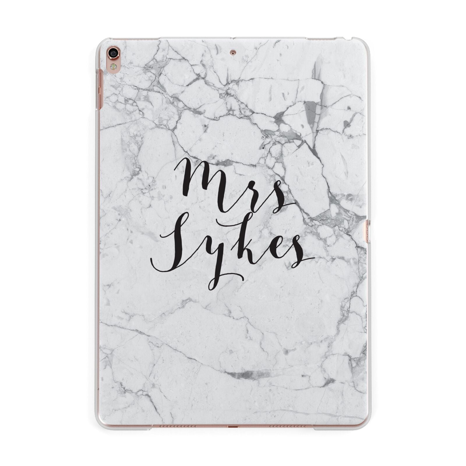 Surname Personalised Marble Apple iPad Rose Gold Case
