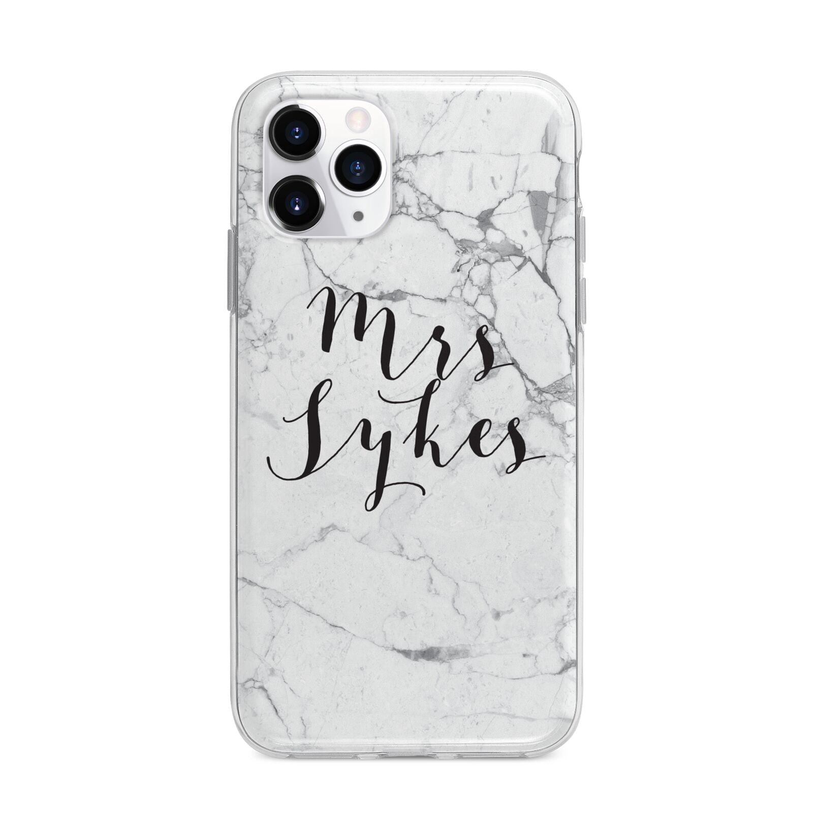 Surname Personalised Marble Apple iPhone 11 Pro in Silver with Bumper Case