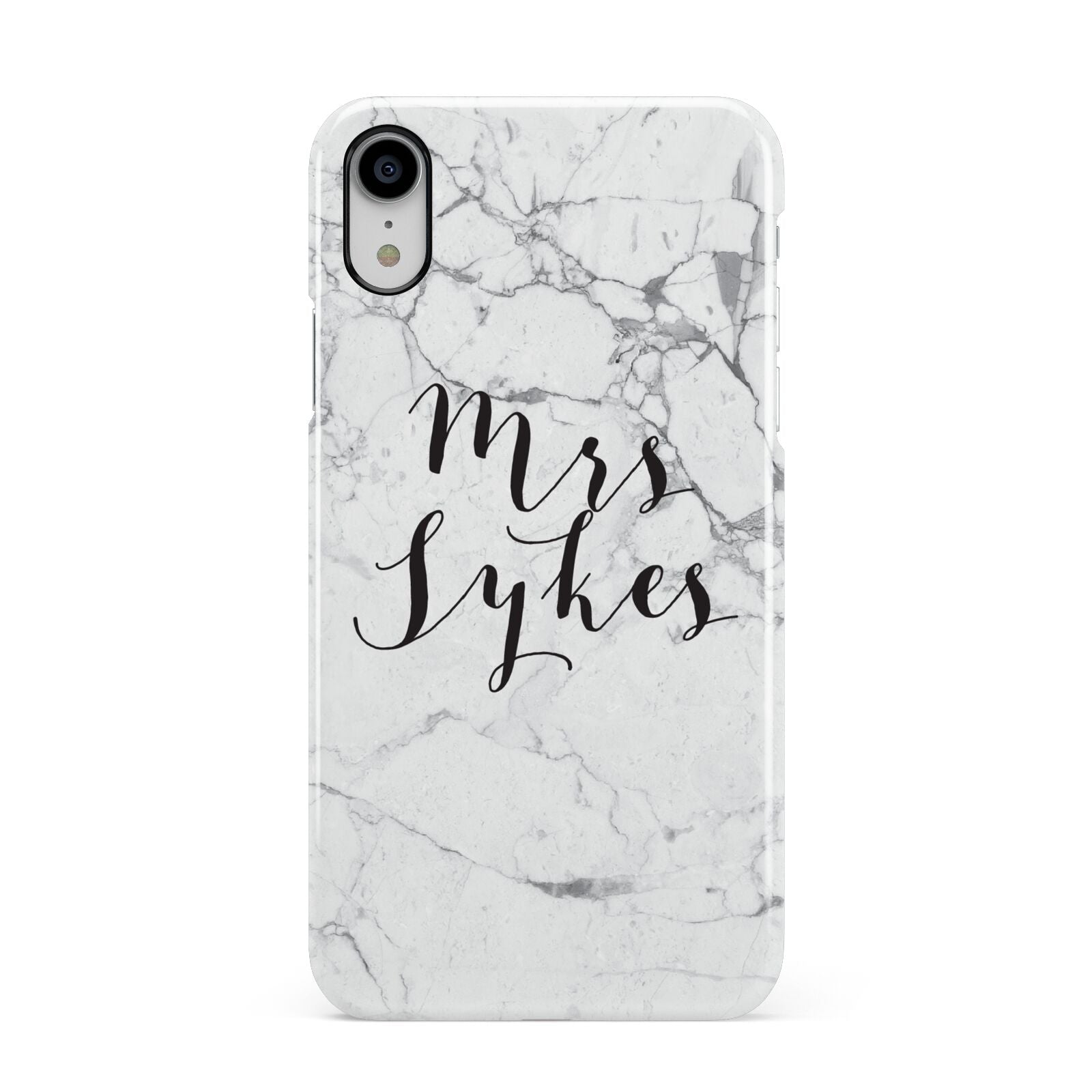 Surname Personalised Marble Apple iPhone XR White 3D Snap Case