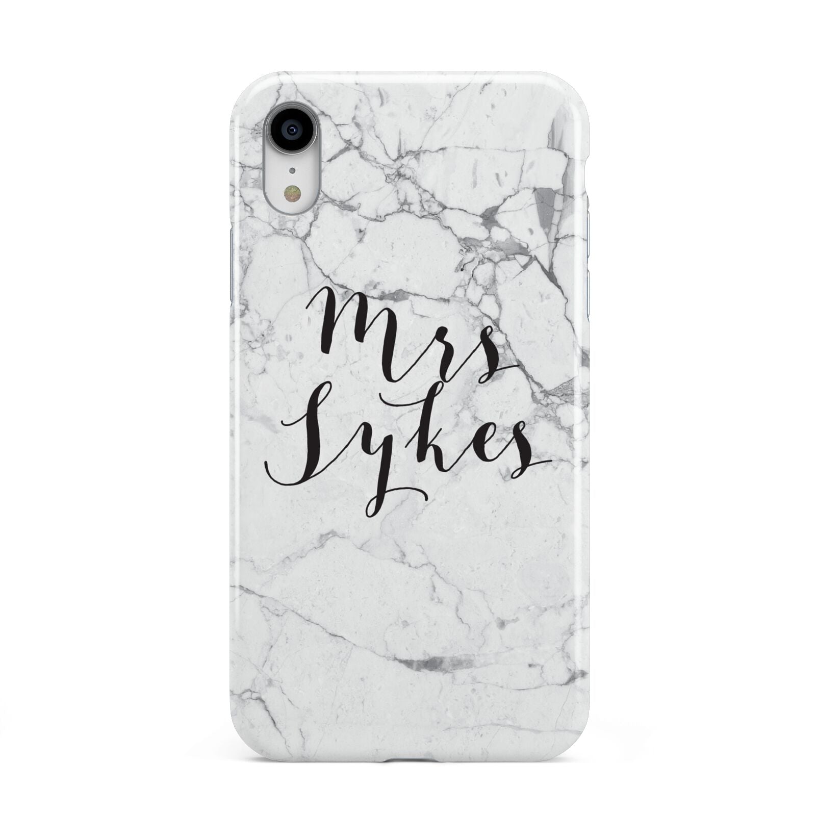 Surname Personalised Marble Apple iPhone XR White 3D Tough Case
