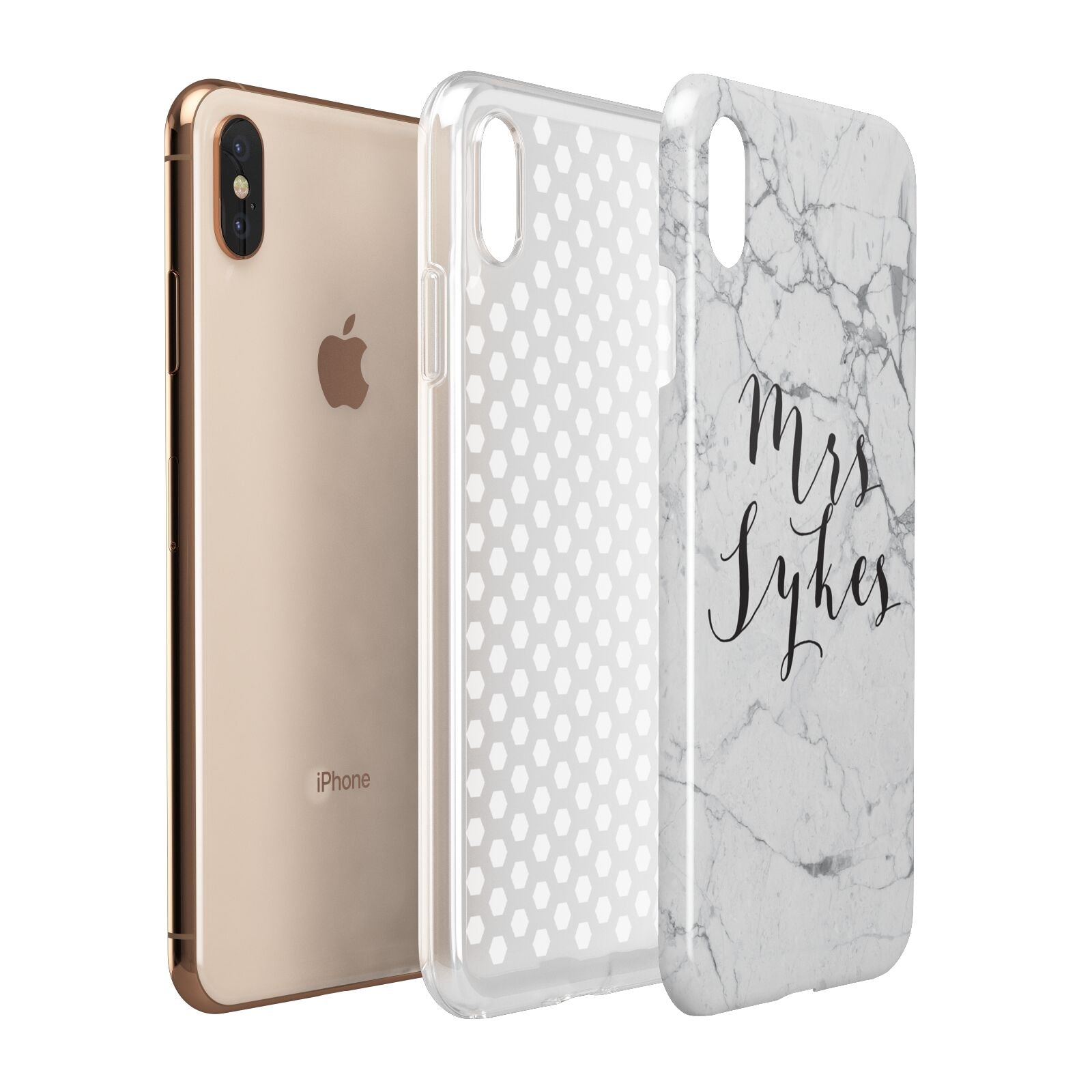Surname Personalised Marble Apple iPhone Xs Max 3D Tough Case Expanded View