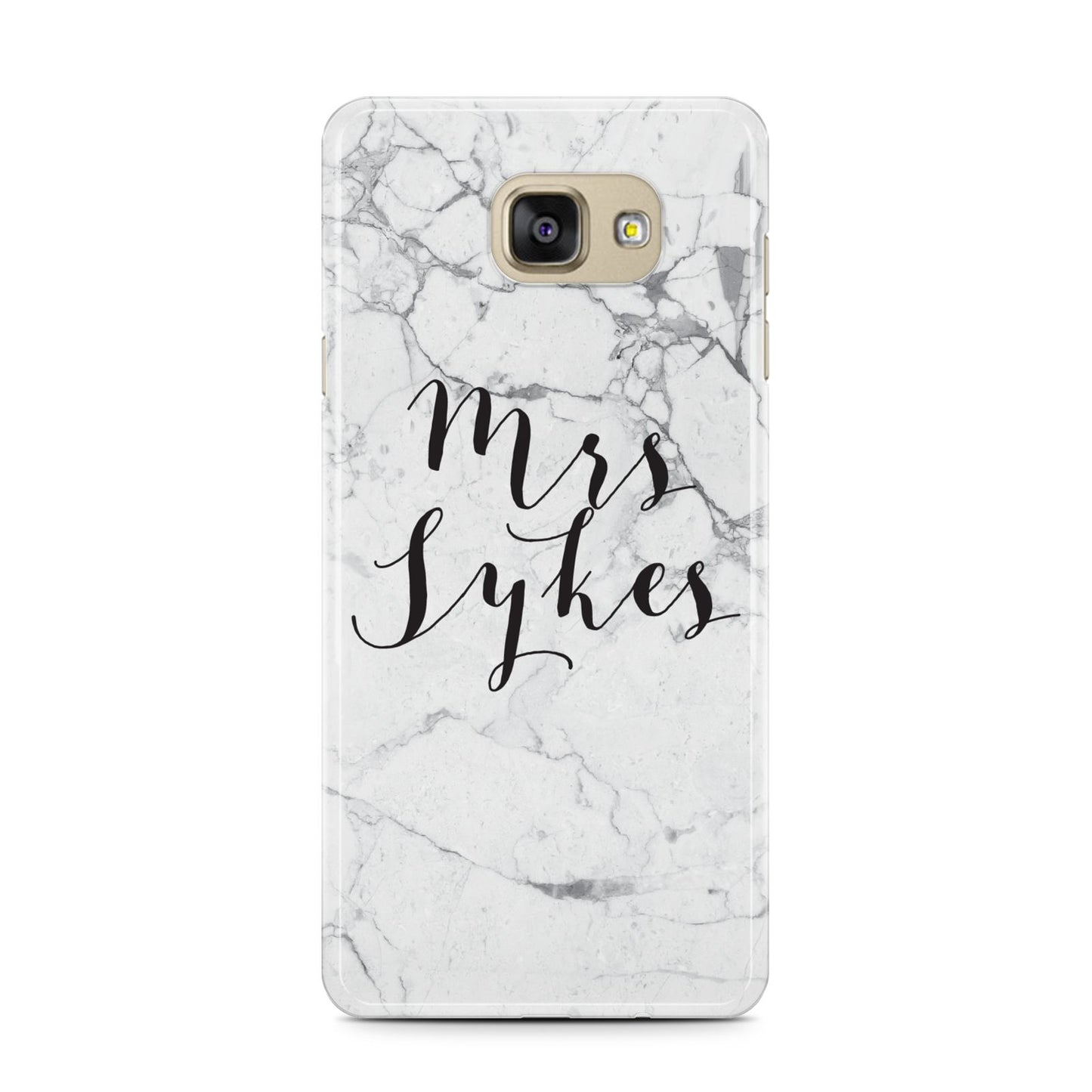 Surname Personalised Marble Samsung Galaxy A7 2016 Case on gold phone
