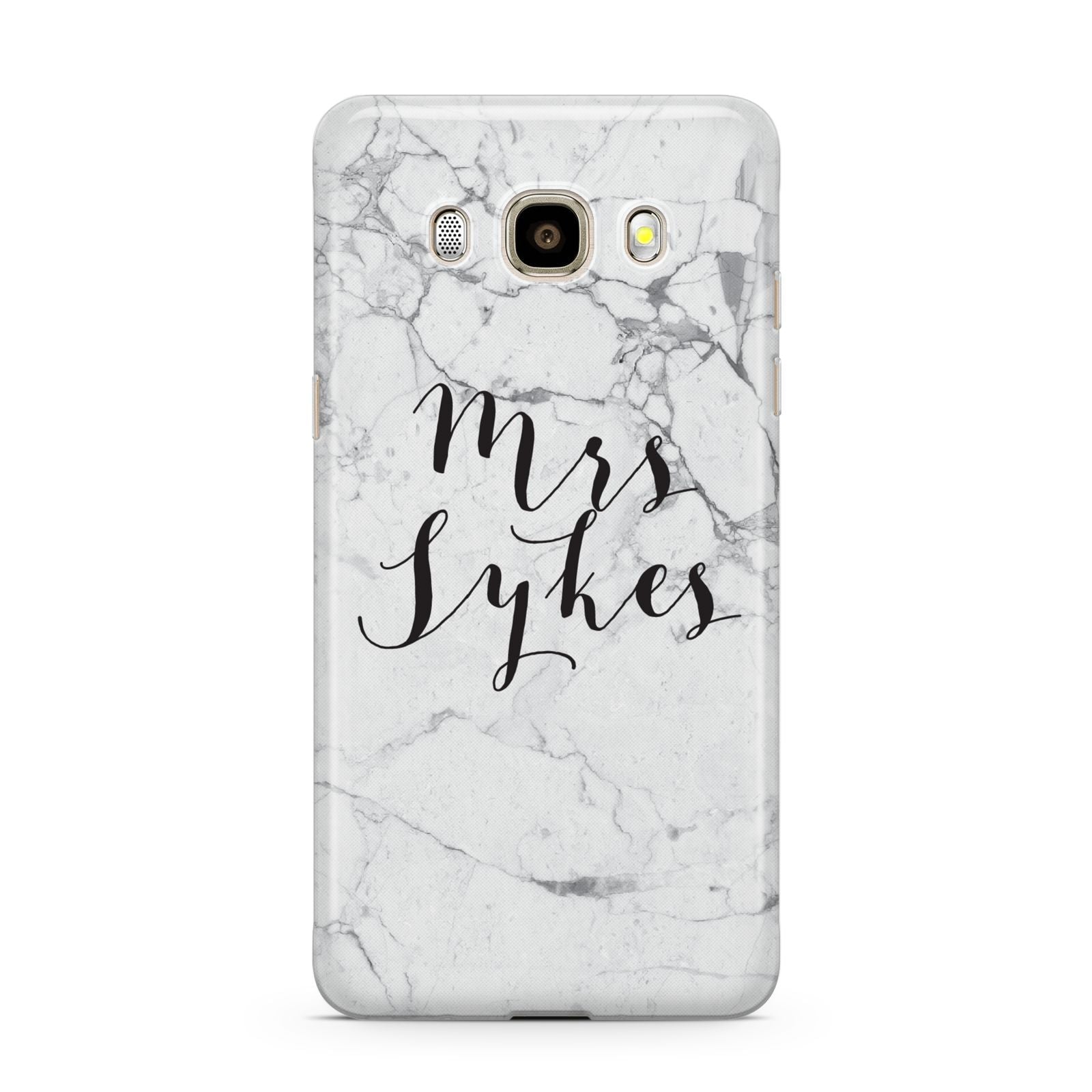 Surname Personalised Marble Samsung Galaxy J7 2016 Case on gold phone