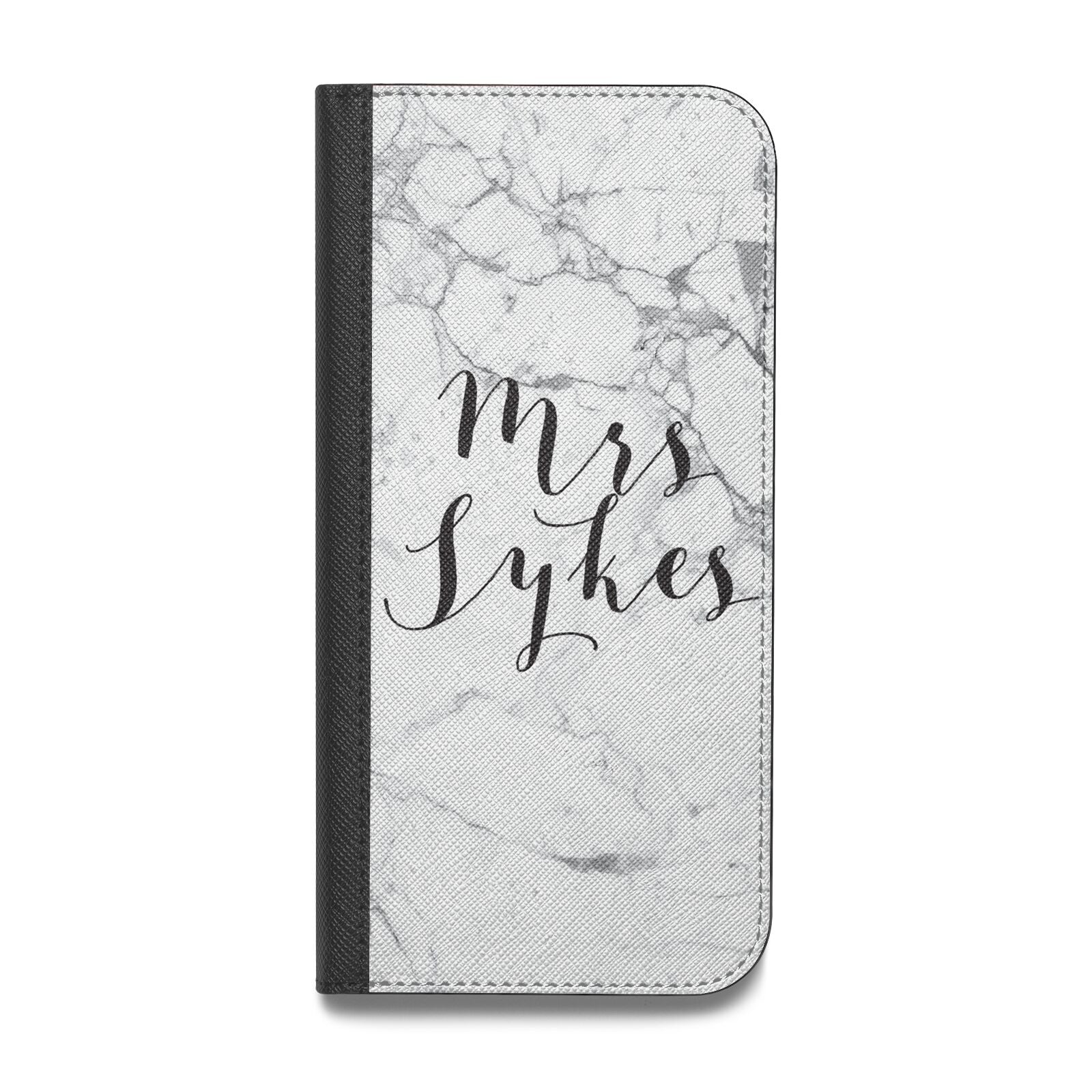 Surname Personalised Marble Vegan Leather Flip iPhone Case