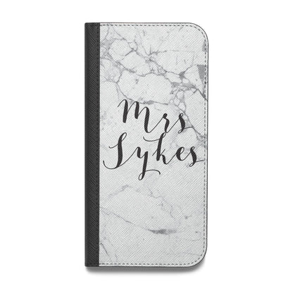 Surname Personalised Marble Vegan Leather Flip iPhone Case