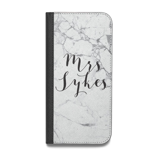 Surname Personalised Marble Vegan Leather Flip iPhone Case