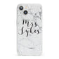 Surname Personalised Marble iPhone 13 Clear Bumper Case