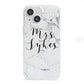 Surname Personalised Marble iPhone 13 Mini Clear Bumper Case