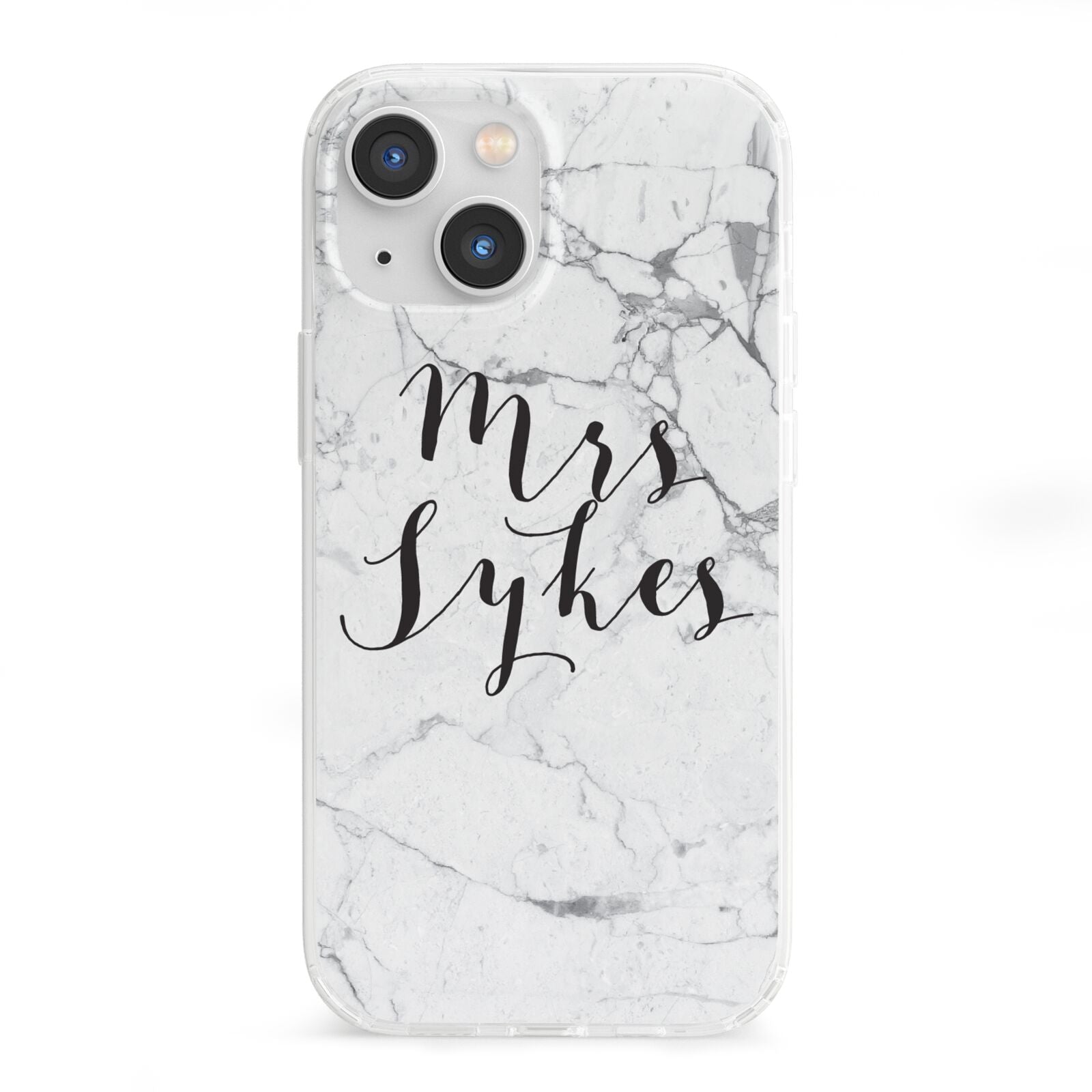 Surname Personalised Marble iPhone 13 Mini Clear Bumper Case