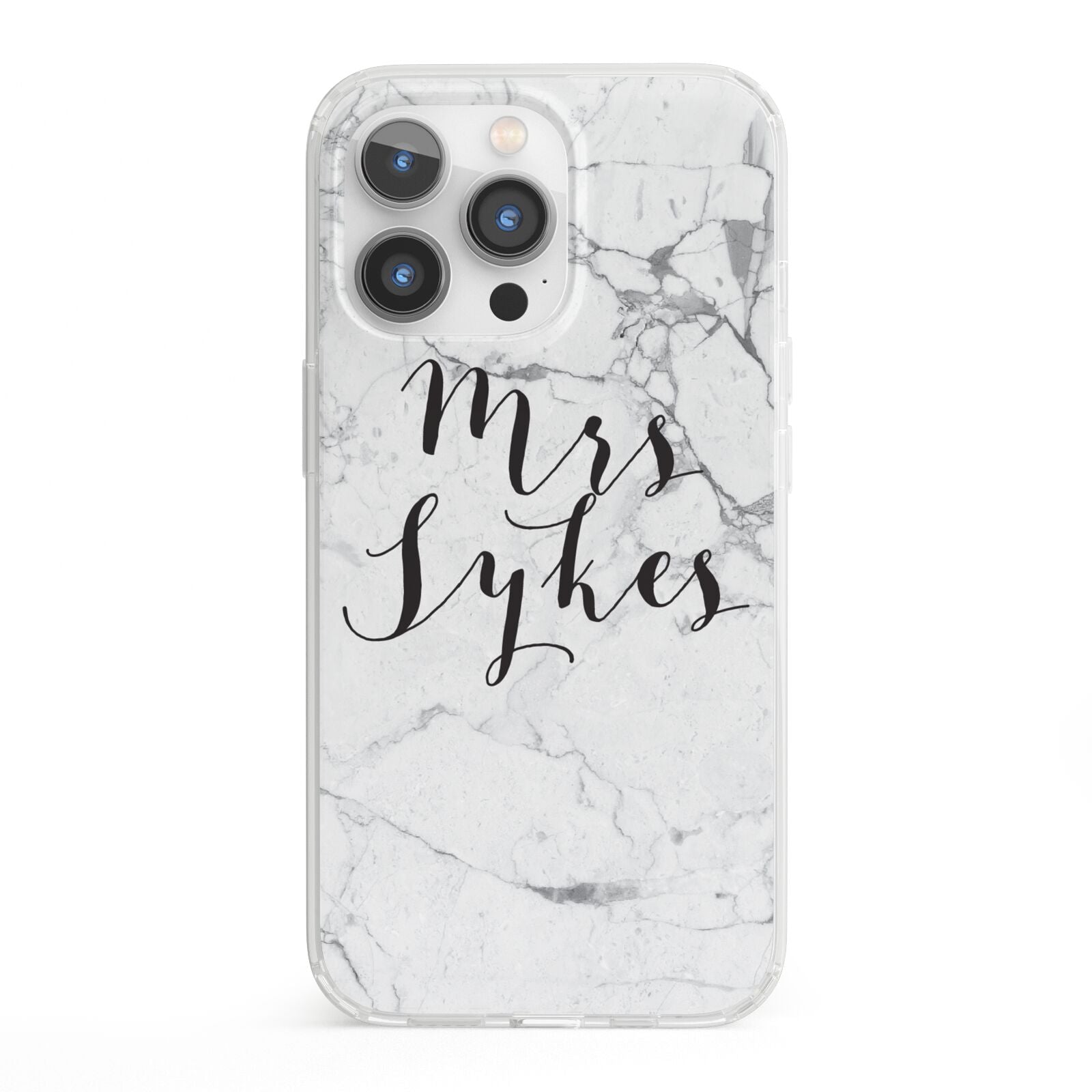Surname Personalised Marble iPhone 13 Pro Clear Bumper Case