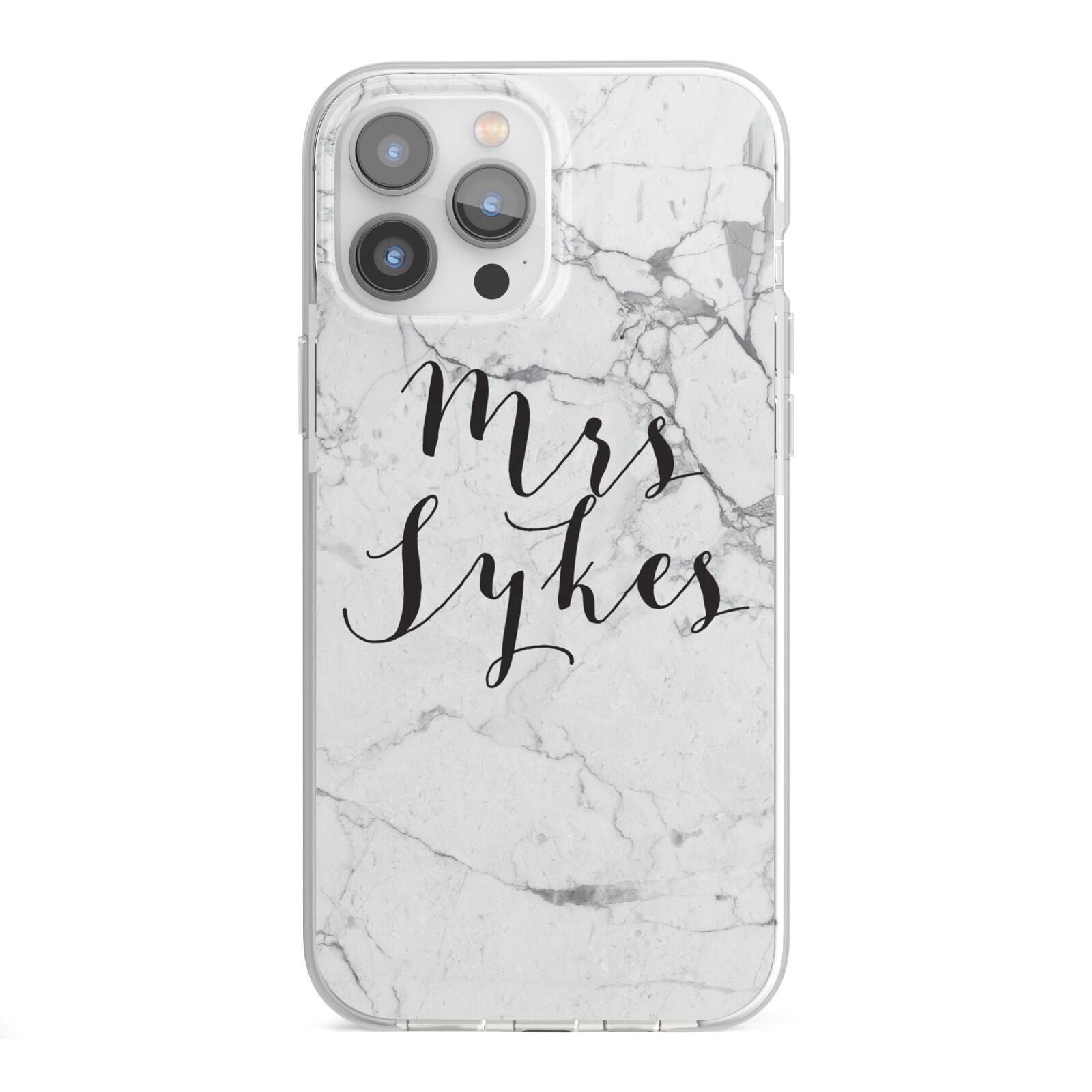 Surname Personalised Marble iPhone 13 Pro Max TPU Impact Case with White Edges