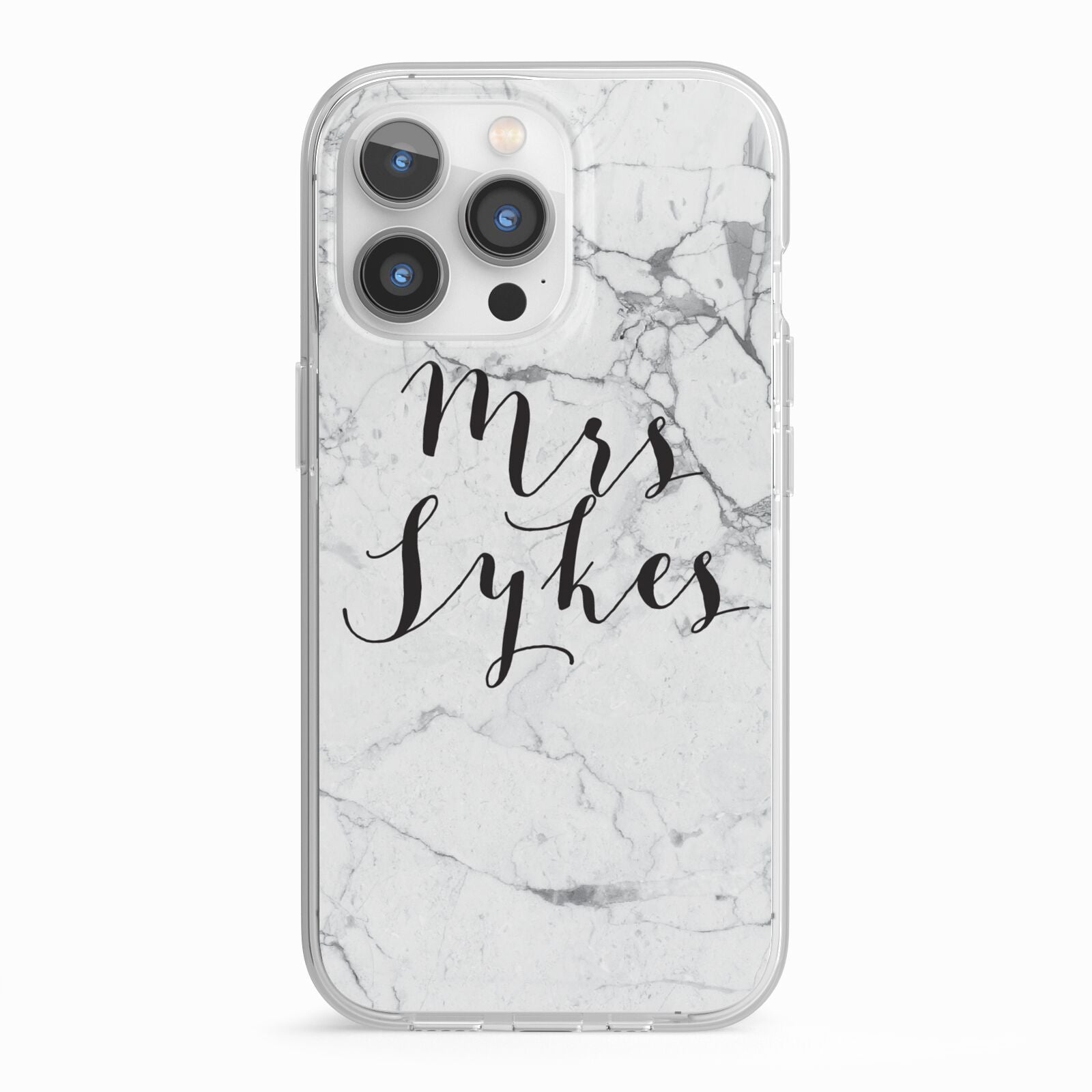 Surname Personalised Marble iPhone 13 Pro TPU Impact Case with White Edges