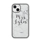 Surname Personalised Marble iPhone 14 Clear Tough Case Starlight