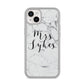 Surname Personalised Marble iPhone 14 Plus Clear Tough Case Starlight