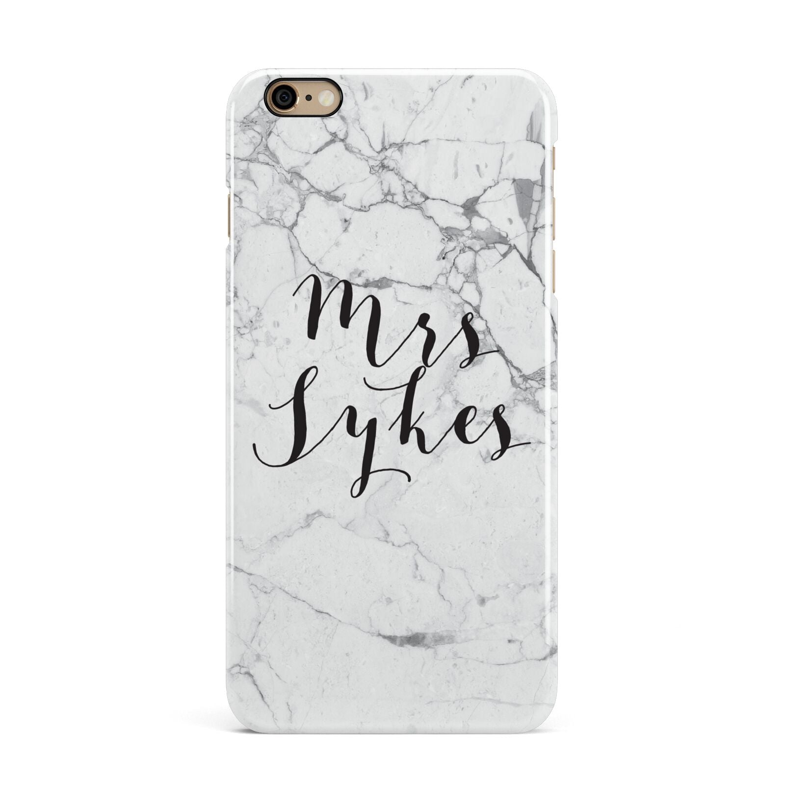 Surname Personalised Marble iPhone 6 Plus 3D Snap Case on Gold Phone