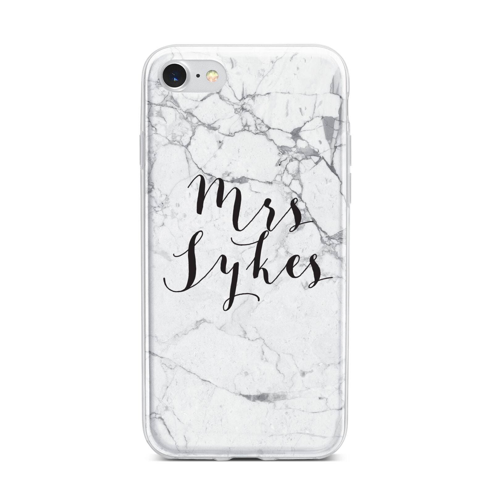 Surname Personalised Marble iPhone 7 Bumper Case on Silver iPhone