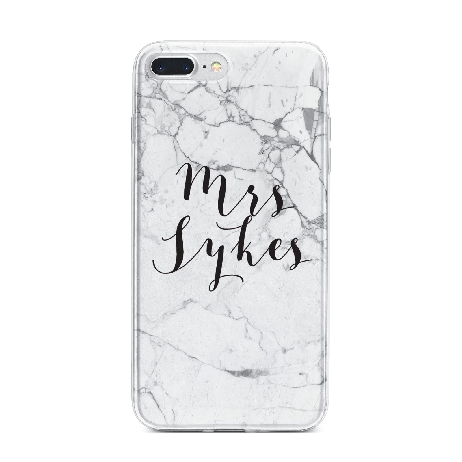 Surname Personalised Marble iPhone 7 Plus Bumper Case on Silver iPhone