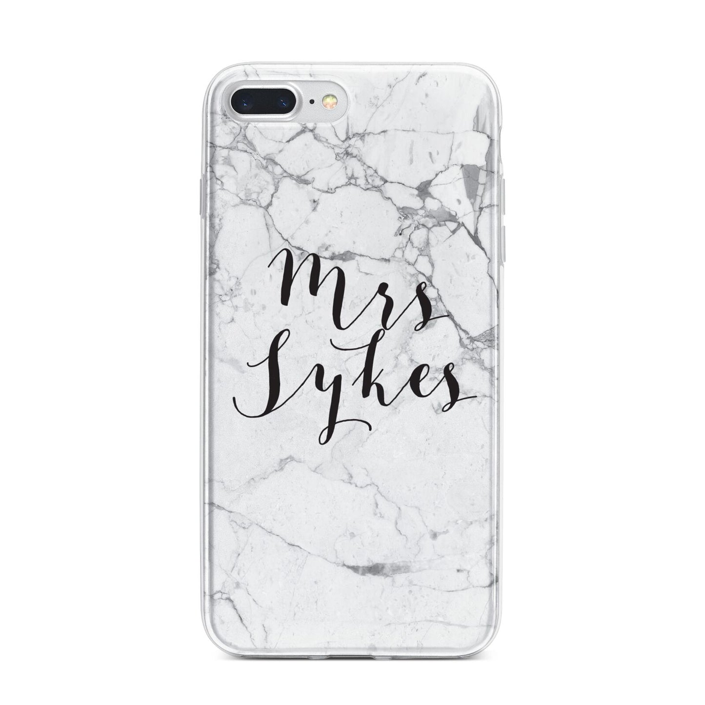 Surname Personalised Marble iPhone 7 Plus Bumper Case on Silver iPhone