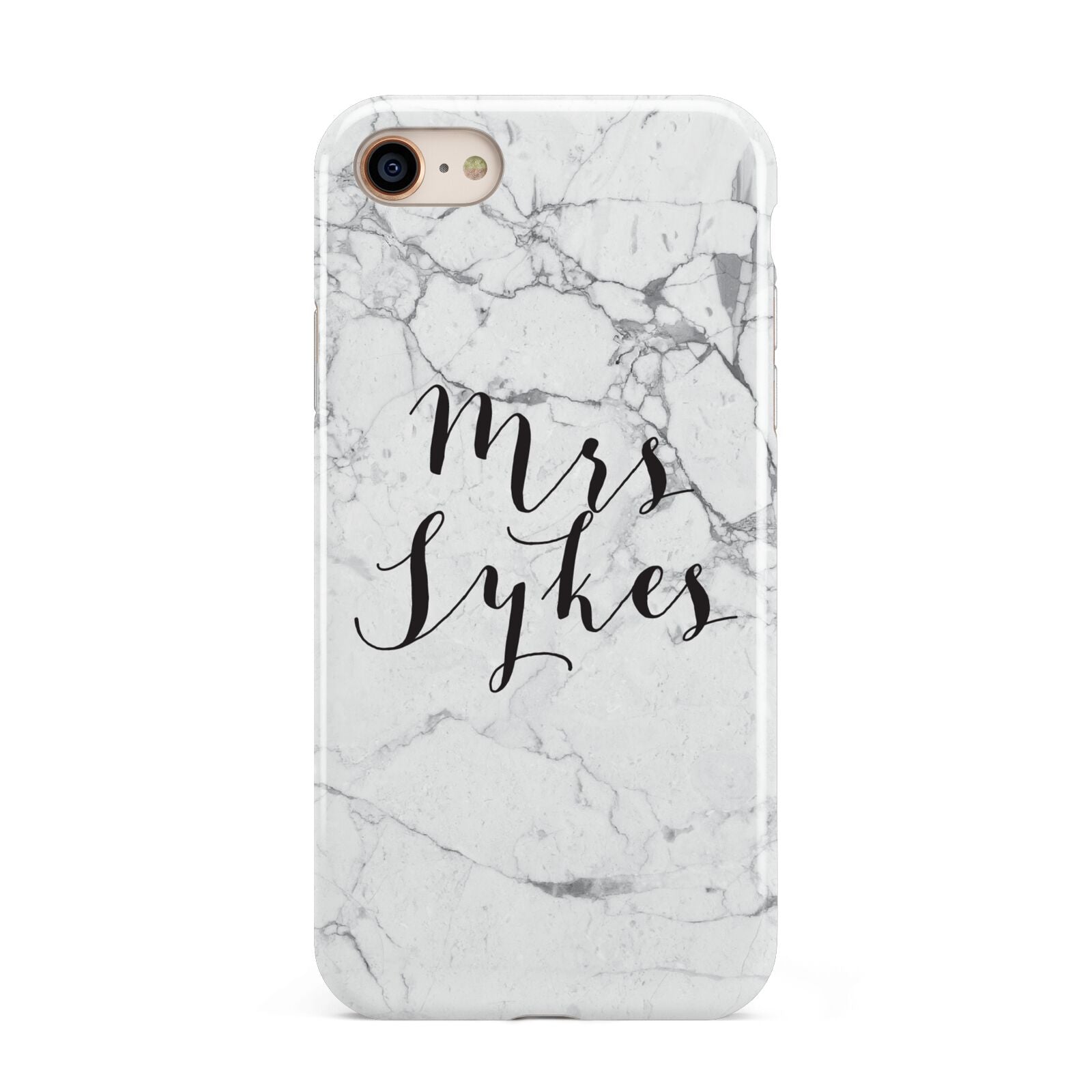 Surname Personalised Marble iPhone 8 3D Tough Case on Gold Phone