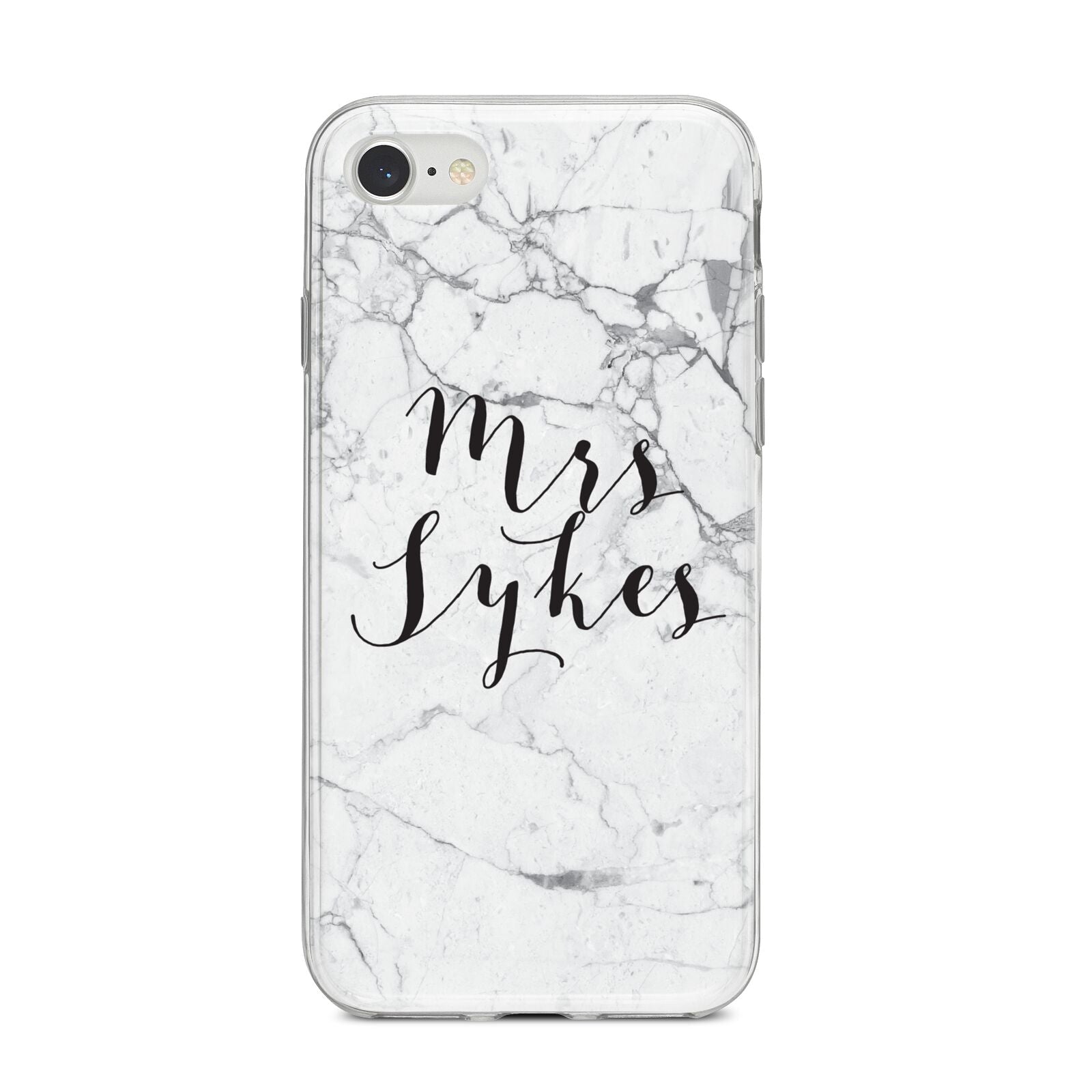 Surname Personalised Marble iPhone 8 Bumper Case on Silver iPhone