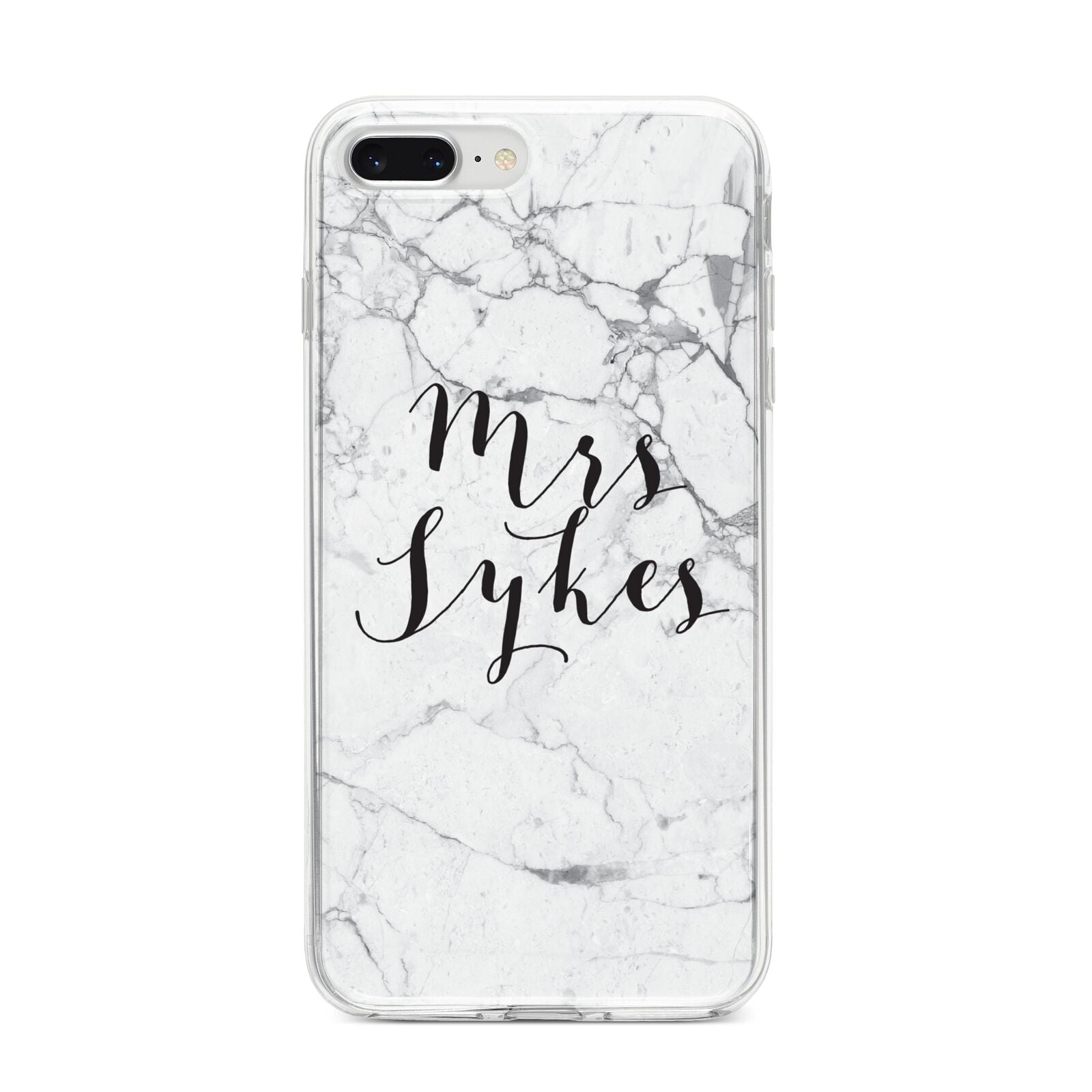 Surname Personalised Marble iPhone 8 Plus Bumper Case on Silver iPhone