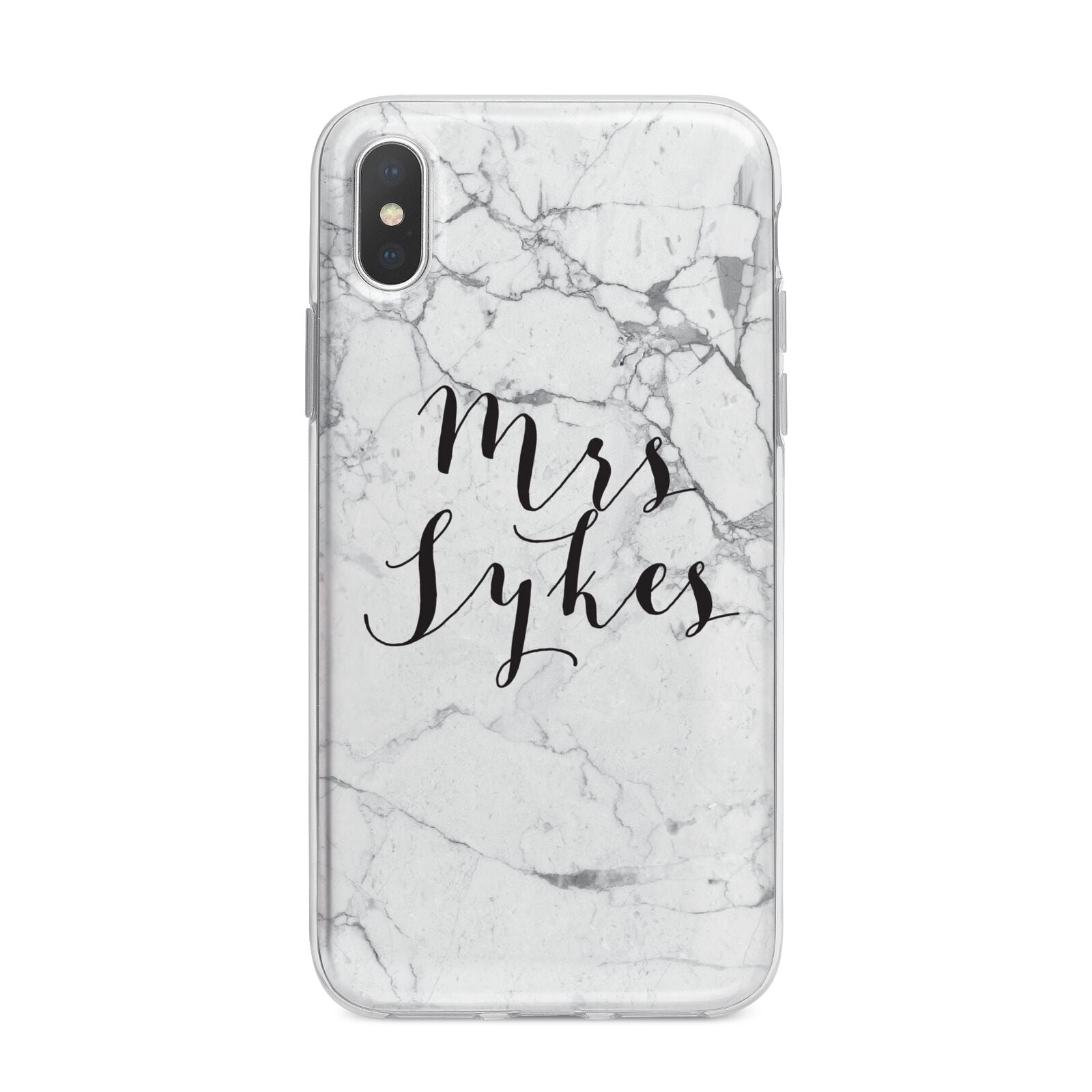 Surname Personalised Marble iPhone X Bumper Case on Silver iPhone Alternative Image 1