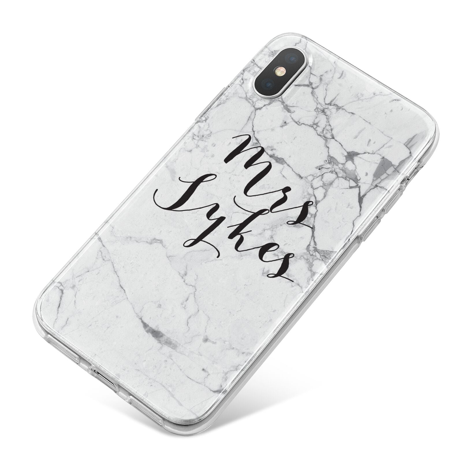 Surname Personalised Marble iPhone X Bumper Case on Silver iPhone