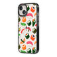 Sushi Fun iPhone 14 Black Impact Case Side Angle on Silver phone