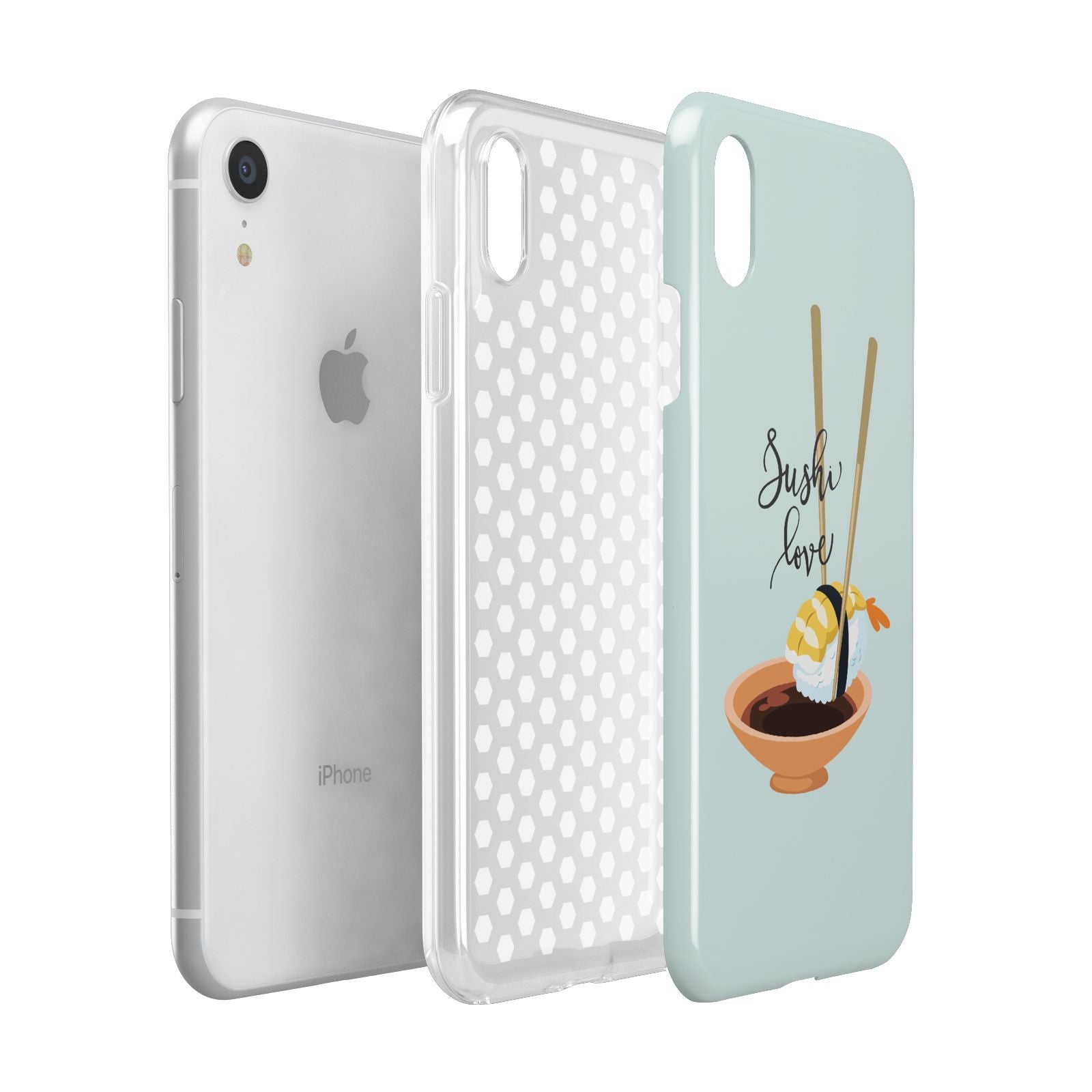 Sushi Love Apple iPhone XR White 3D Tough Case Expanded view