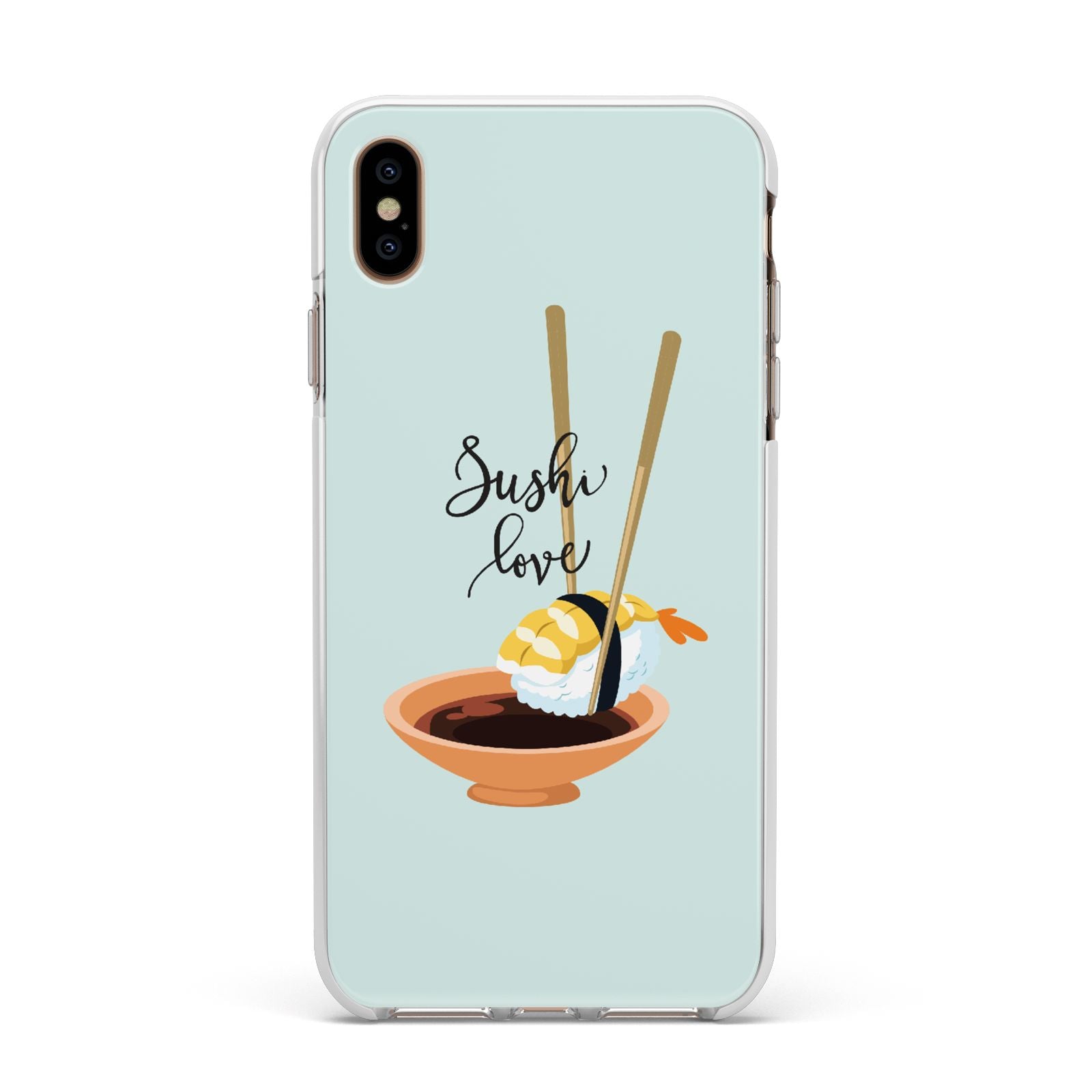 Sushi Love Apple iPhone Xs Max Impact Case White Edge on Gold Phone